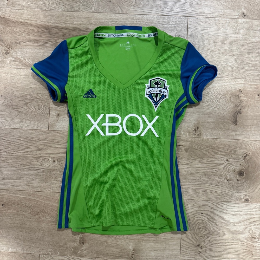 adidas Green and Blue Seattle Sounders FC Women’s Jersey with Xbox Logo